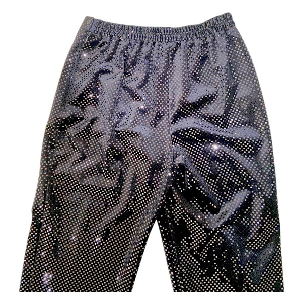 Notations black faux suede flat sequins wide leg flat front pants size medium - Picture 4 of 6